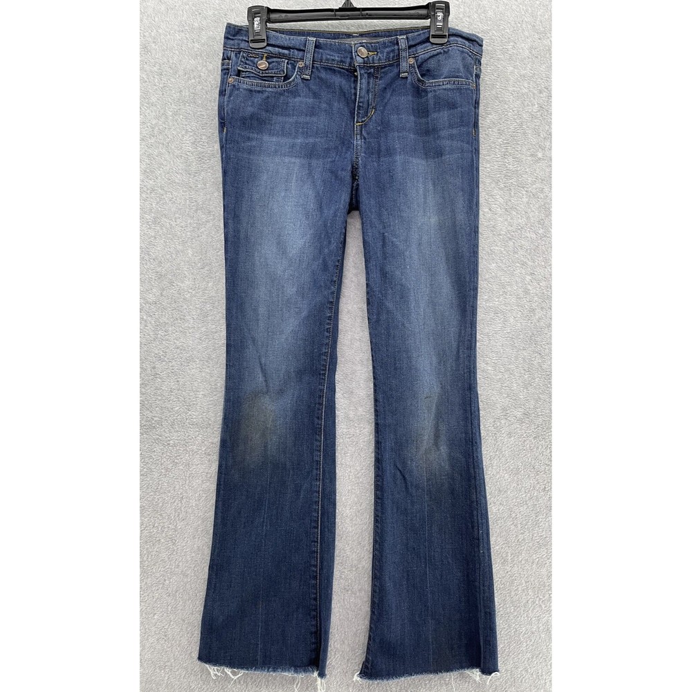 Joes Jean's Women's The Rocker Lean Flare Fit Frayed Ends Medium Wash Size 28